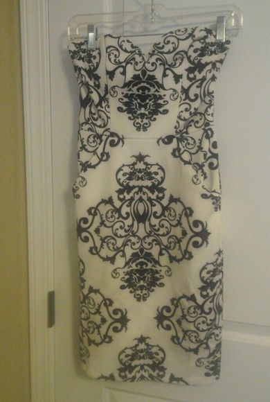 Great gift! White & black damask graphic print dress, 5/6 - Picture 5 of 8